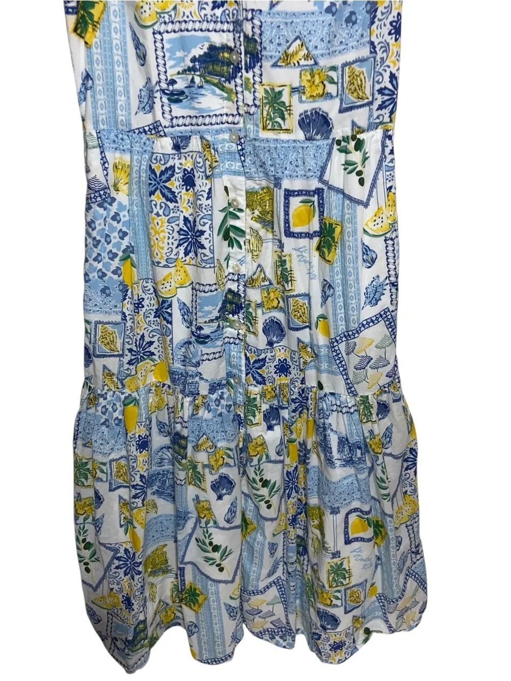 J. Crew Dress Womens Size 0 La Dolce Vita Lemons Coastal Preppy Midi Resortwear